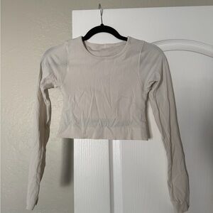 Women’s Long Sleeve Ribbed Ebb to Street Crop Top - Cream